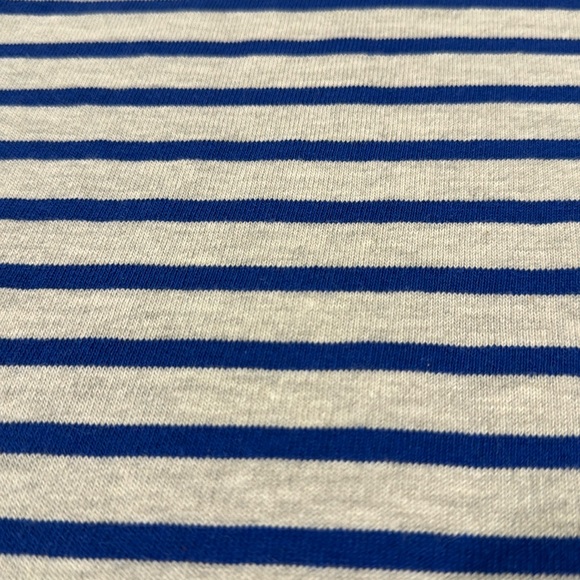 ANTHROPOLOGIE Lili's Closet Blue Striped Ruffle Flare Sleeve Navy Grey Top S - Picture 4 of 10